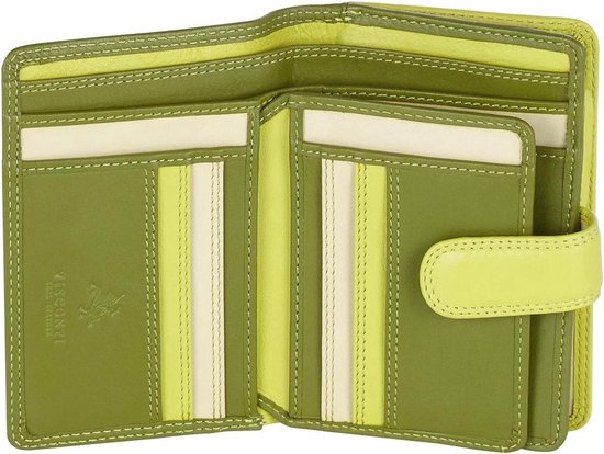 Visconti Dames Portemonnee - Leer - RFID - 10 pasjes - Rainbow Collectie - Groen (RB51 LM)