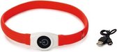 Beeztees Safety Gear halsband met USB aansluiting Glowy rood 65 cm x 25 mm