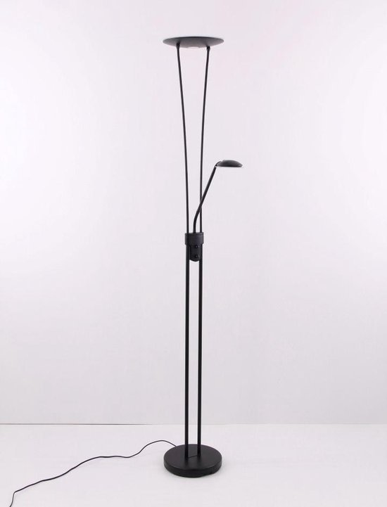 Freelight Astro - vloerlamp uplighter met leeslamp - zwart - 2x LED -  dubbele dimmer | bol.com