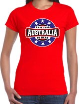 Have fear Australia is here / Australie supporter t-shirt rood voor dames XL