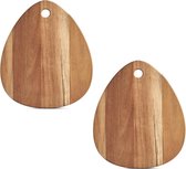 2x Druppel vormige houten snijplanken 30 en 40 cm - Zeller - Keukenbenodigdheden - Kookbenodigdheden - Snijplanken/serveerplanken - Houten serveerborden - Snijplanken van hout