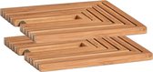 2x Bamboe houten pannenonderzetters uitklapbaar 19-34 x 19 cm - Zeller - Keukenbenodigdheden - Kookbenodigdheden - Pannen/schalen onderzetters van hout