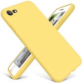Siliconen hoesje met camera bescherming geschikt voor Apple iPhone 7 / 8 - geel met Privacy Glas