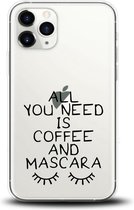 Apple Iphone 11 Pro transparant siliconen hoesje All you need is coffee and mascara