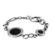 Zinzi zilveren fantasie armband zwart wit 18,5cm ZIA795