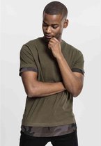 Urban Classics Heren Tshirt -M- Long Shaped Camo Inset Groen