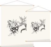 Walnoot zwart-wit (walnut) - Foto op Textielposter - 60 x 80 cm