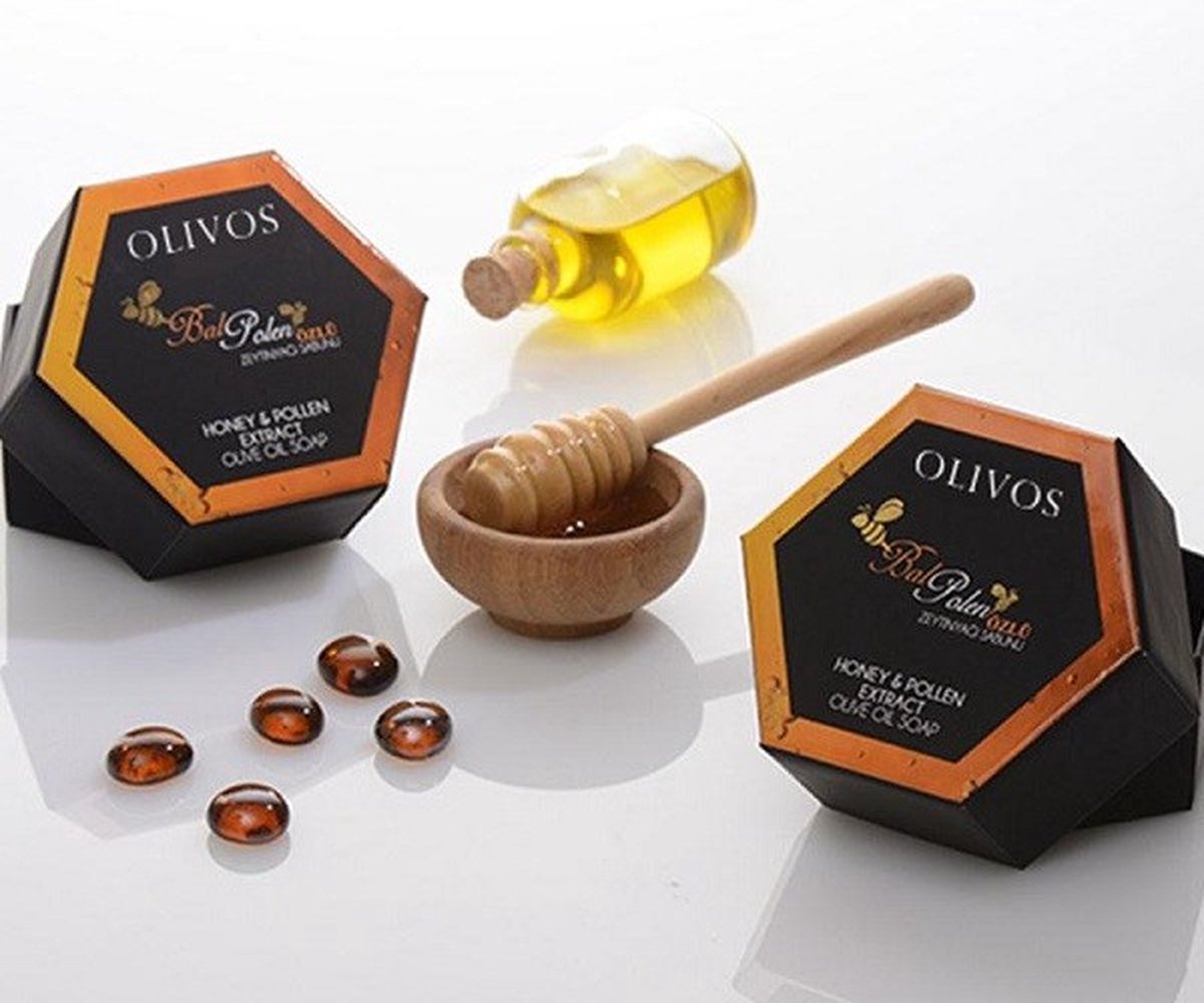 Zeeptabletten - 3x Olijfzeep Olivos met honing en pollen | olijfolie zeep | Zeeptablet met olijfolie | Badzeep | Handzeep
