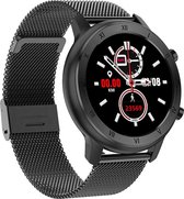 Belesy® LOVE -  Smartwatch Dames - Smartwatch Heren - Horloge - Stappenteller - Full Circle – Diverse Wijzerplaten - Bloeddruk - Mutli sport - Milanees - Staal -  Zwart