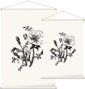 Duinroos zwart-wit (Burnet-Leaved Rose) - Foto op Textielposter - 60 x 90 cm