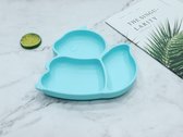 Handig en grappig siliconen Eekhoorn baby bordje met vakjes en zuignap | Babybordje | Kinderbordje | kleur blauw | BPA en PVC vrij bord