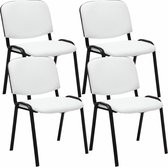 CLP Ken 4-delige set bezoekersstoelen - Kunstleer wit