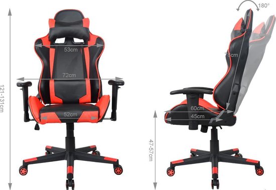 Gamestoel Thomas - bureaustoel racing gaming - ergonomisch - rood zwart - VDD Gaming