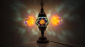 Mozaïek Lamp - Oosterse Lamp - Turkse Lamp - Tafellamp - Marokkaanse Lamp - Ø 15 cm - Hoogte 34 cm - Handgemaakt - Authentiek - Multi Kleur