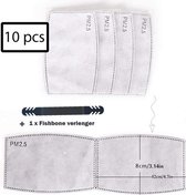 10 stuks PM 2.5 filters voor gezichtsmasker - mondmasker - grijs