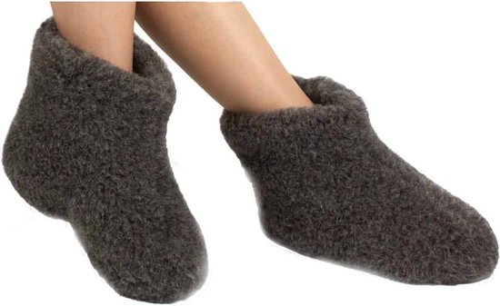 Woolwarmers Dolly - Chaussons unisexes - noir / marron - Taille 45-100% laine