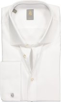 Jacques Britt overhemd - Como slim fit met dubbele manchet - satijnbinding - wit - Strijkvriendelijk - Boordmaat: 41