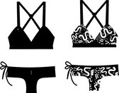 Bikinibroekje Eco | All Black+ Wild Snakes | Omkeerbaar - M (38)