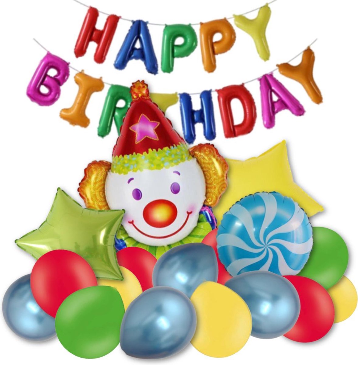 Ballons en aluminium XL Clown joyeux anniversaire | Anniversaire des  enfants | bol