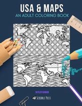 USA & Maps: AN ADULT COLORING BOOK: USA & Maps - 2 Coloring Books In 1