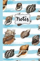 Notes: Seashells Blue and White Stripes Nautical 6'' X 9'' - 120 College Ruled Page Notebook