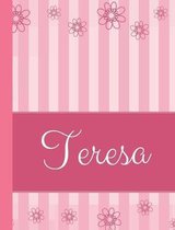 Teresa: Personalized Name College Ruled Notebook Pink Lines and Flowers