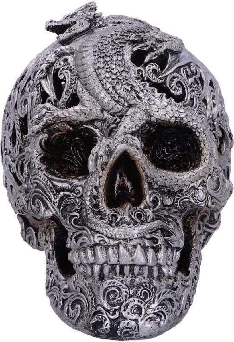 Nemesis Now Beeld/figuur Cranial Drakos Schedel Zilverkleurig