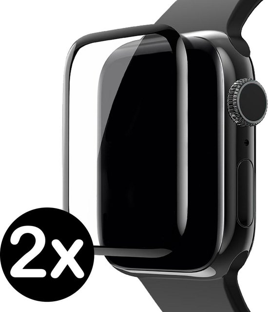 Een Apple Watch 44 mm met screenprotector, 2x aangegeven.