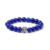 KRALEN ARMBAND LAPIS LAZULI MET LEEUWEN BEDELTJE