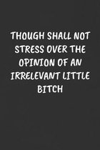 Though Shall Not Stress Over the Opinion of an Irrelevant Little Bitch: Sarcastic Humor Blank Lined Journal - Funny Black Cover Gift Notebook