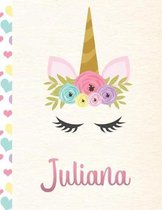 Juliana: Personalized Unicorn Sketchbook For Girls With Pink Name - 8.5x11 110 Pages. Doodle, Sketch, Create!