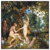 Het aardse paradijs met de zondeval van Adam en Eva, Peter Paul Rubens - Foto op Akoestisch paneel - 80 x 80 cm