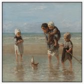 Kinderen der zee, Jozef Israëls - Foto op Akoestisch paneel - 100 x 100 cm