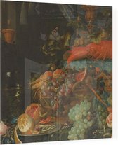 Stilleven met vruchten en een puttertje, Abraham Mignon - Foto op Plexiglas - 40 x 40 cm