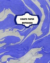 Graph Paper Notebook: Blue and Grey Marble Swirl Pattern-Student Grid Book 2 squares per inch-8 x 10''