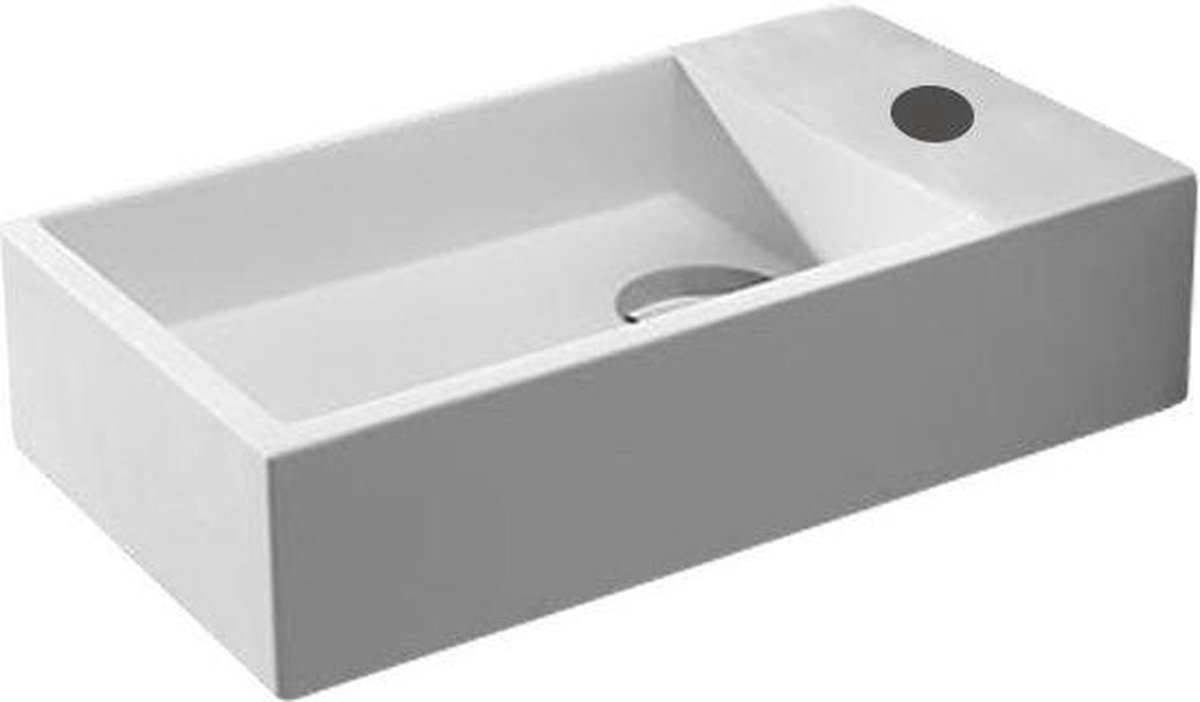 Edele onaangenaam elk Diamond Line - Fontein Toilet - 40x22cm - Rechts - Mat Wit - Solid Surface  | bol.com