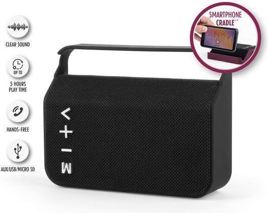 Pulsar Bluetooth speaker met telefoonhouder - oplaadbaar - stoffen speaker  | bol