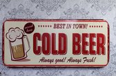 Metalen Muurdecoratie "Cold Beer" Mancave 100 cm breed.