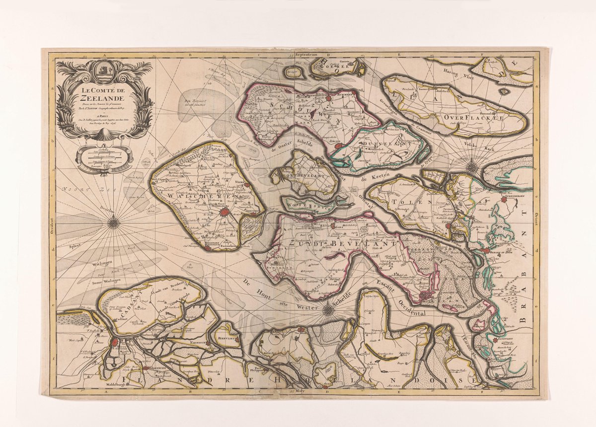 Esque Poster Historische Oude Kaart Zeeland - Plattegrond - Middelburg & Vlissingen - 50x70 cm Losse Poster
