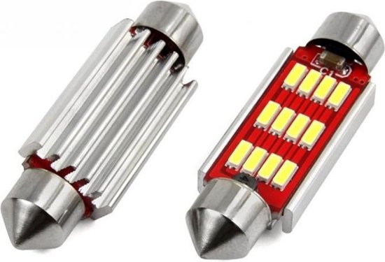2x 41mm Blauwe Festoon LED-lampjes – 12 SMD 4014 – 480 Lumen – Canbus Foutloos – Voor Interieur, Kenteken- En Zijmarkering – 12-24V