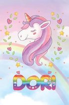Dori: Dori Unicorn Notebook Rainbow Journal 6x9 Personalized Customized Gift For Someones Surname Or First Name is Dori