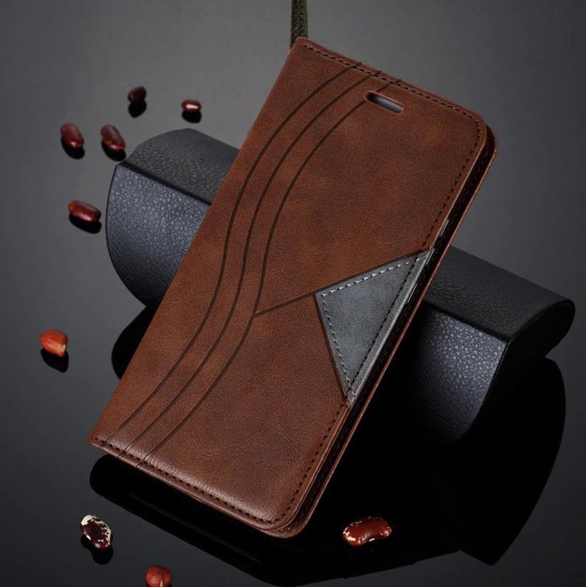 Lederen Telefoonhoesje Book Case Samsung A50 – Inclusief pasjeshouder en magneetsluiting Samsung A50 – Wallet Case Samsung A50 – Bruin