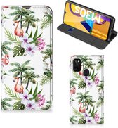 Hoesje met naam Geschikt voor Samsung Galaxy M30s | Geschikt voor Samsung M21 Telefoonhoesje Flamingo Palms
