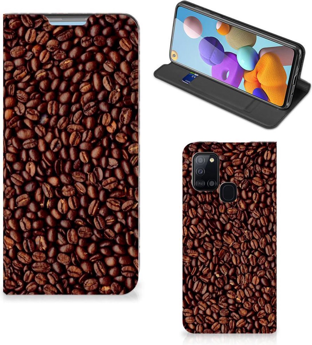 Samsung Galaxy A21s Flip Style Cover Koffiebonen