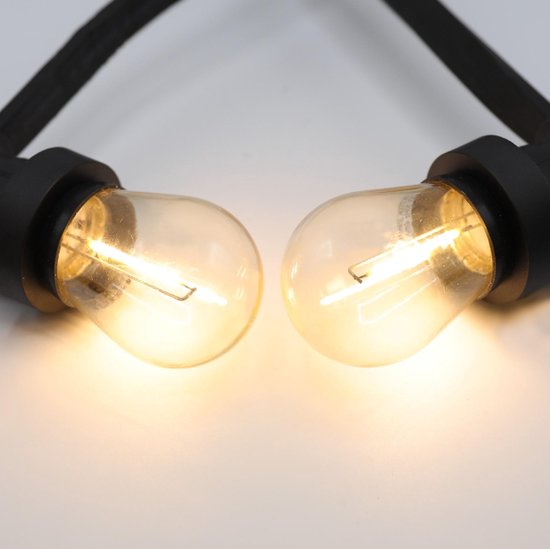 Trek tekst september Prikkabel set met LED lampen, 10 meter met 10 fittingen - 1 watt filament  lampen (2700K) | bol.com