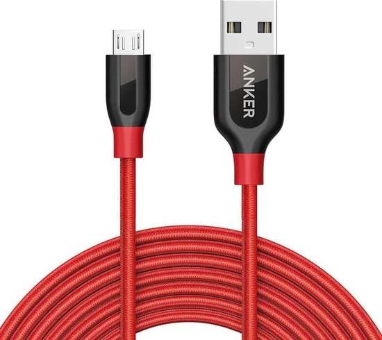 Interpunctie vermomming uitsterven Anker PowerLine+ Micro USB Kabel 3.0m - Rood | bol.com