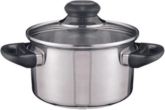 RVS kookpannetje / pan met glazen deksel 16 cm - kookpannen - Koken - Keukengerei
