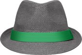 Street style trilby hoedje grijs met groen L/xl (58 cm)