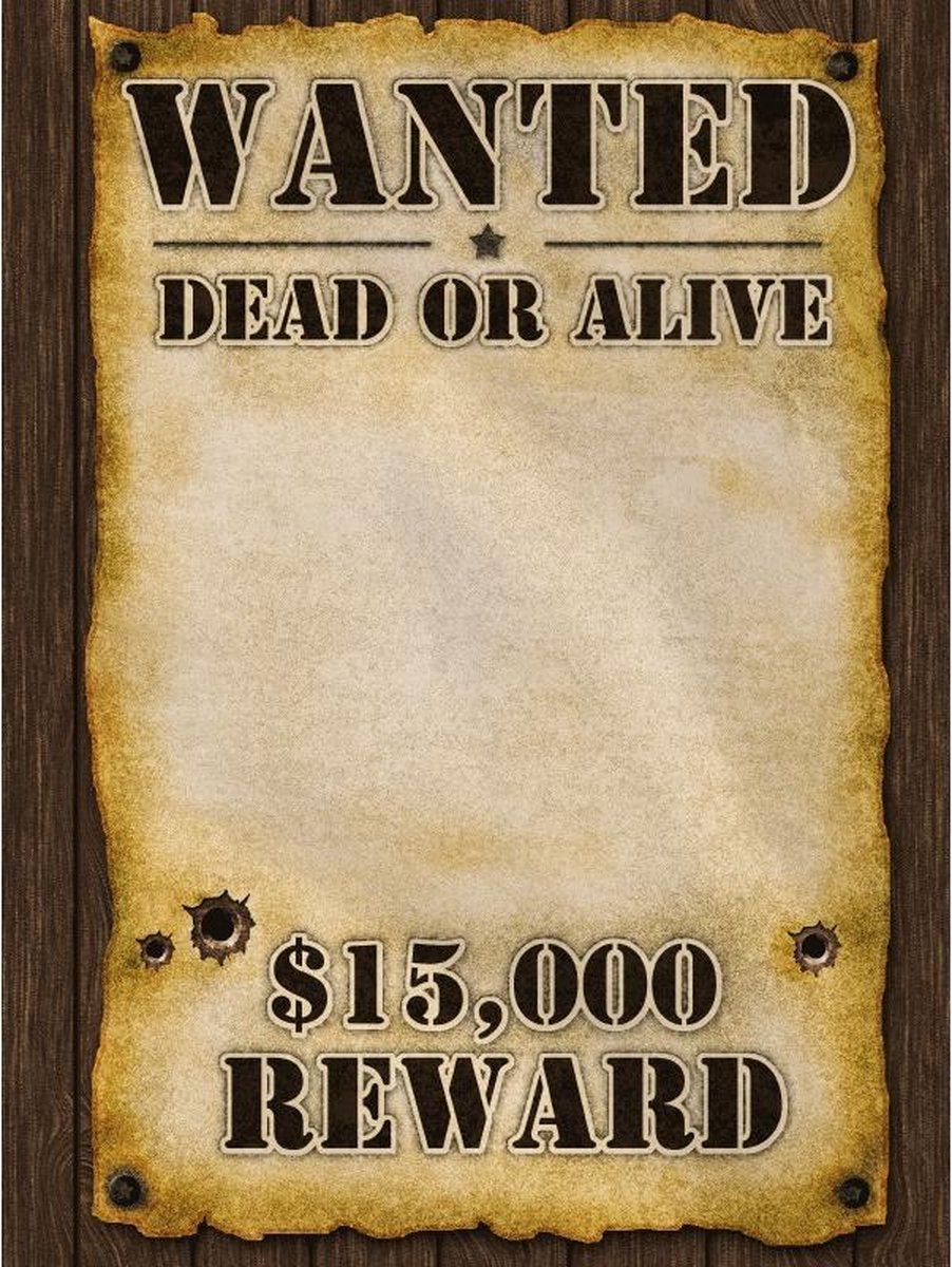 Wanted poster 59x42 cm bol