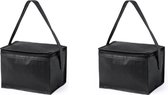 2x stuks kleine mini  koeltasjes zwart sixpack blikjes - Compacte koelboxen/koeltassen en elementen